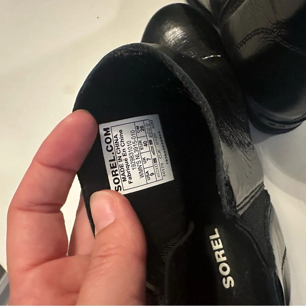 Sorel Black Leather Wedge Ankle Boots